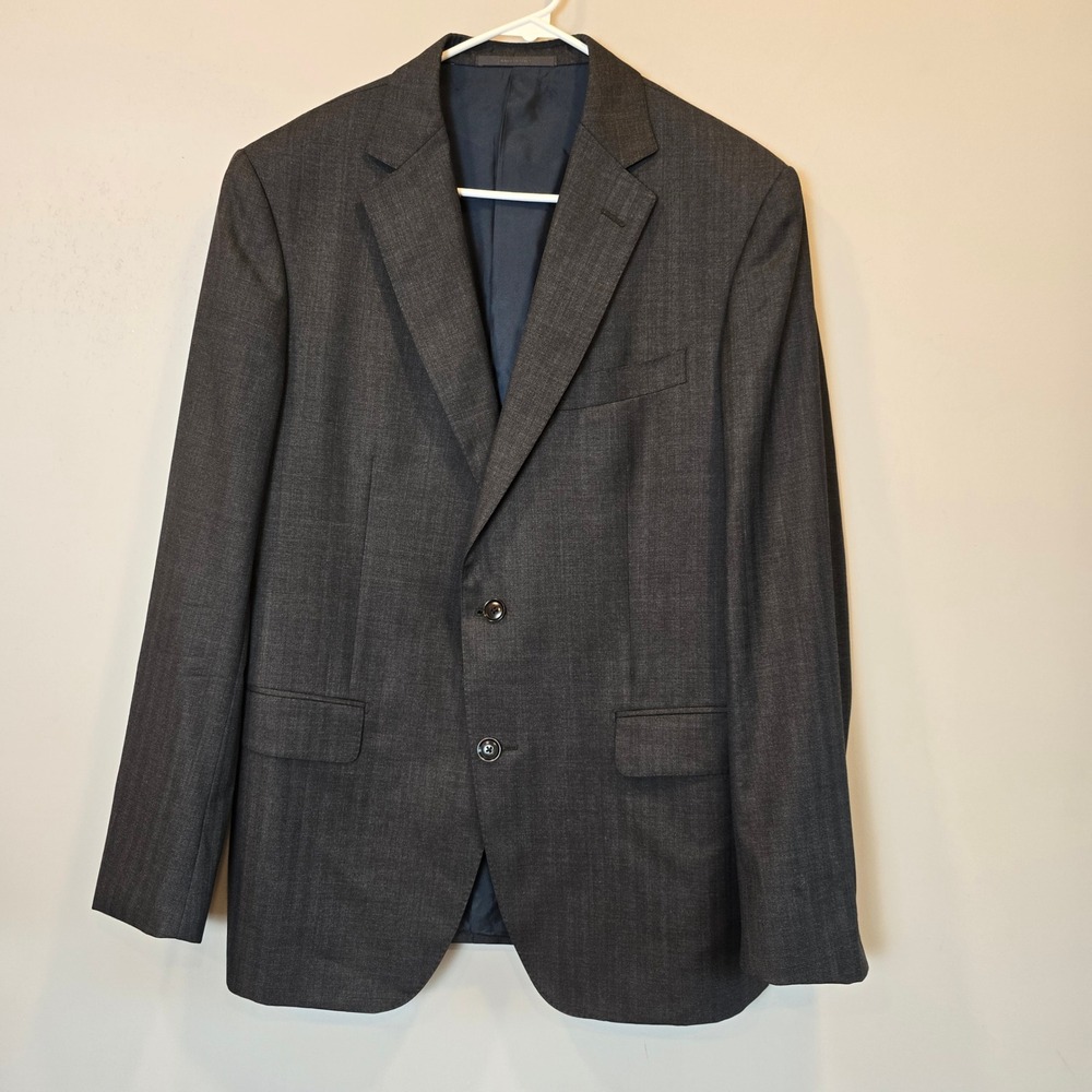 Pal Zileri Suit Jacket Blazer Gray Blue Stripe Mens 44 Wool Italy Sport Coat